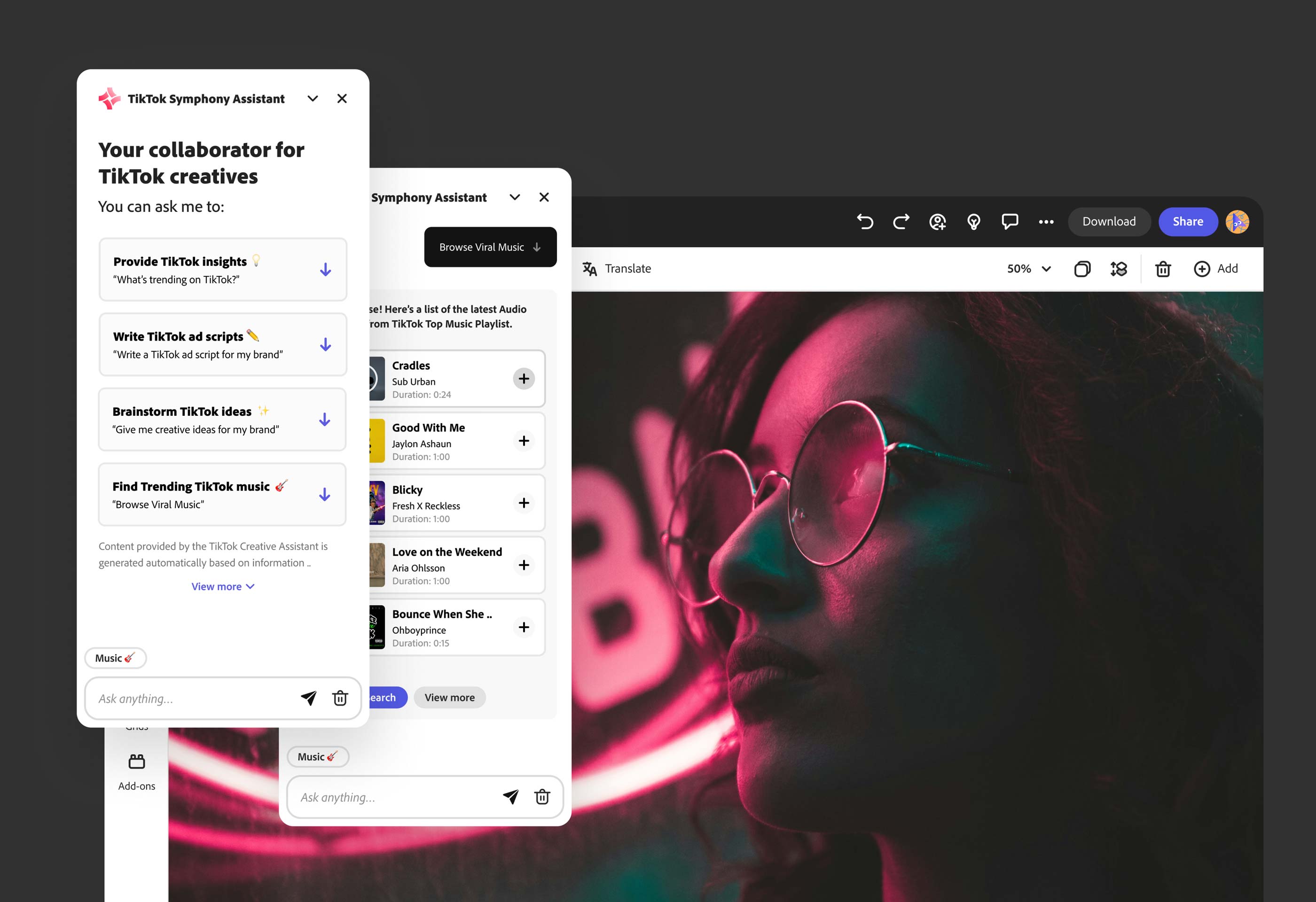 Adobe X Tiktok AI Assistant